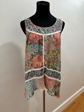 568 Spense Sleeveless Multicolor Paisley Print Tank Top
